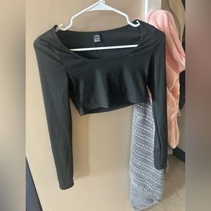 Shein black crop long sleeve